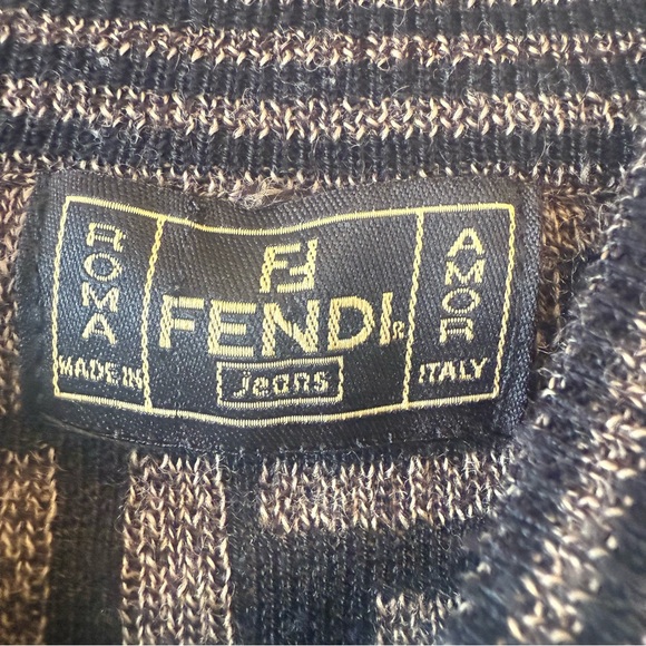 Fendi Black and Brown Zucca Vintage Turtleneck Sweater - Picture 4 of 6